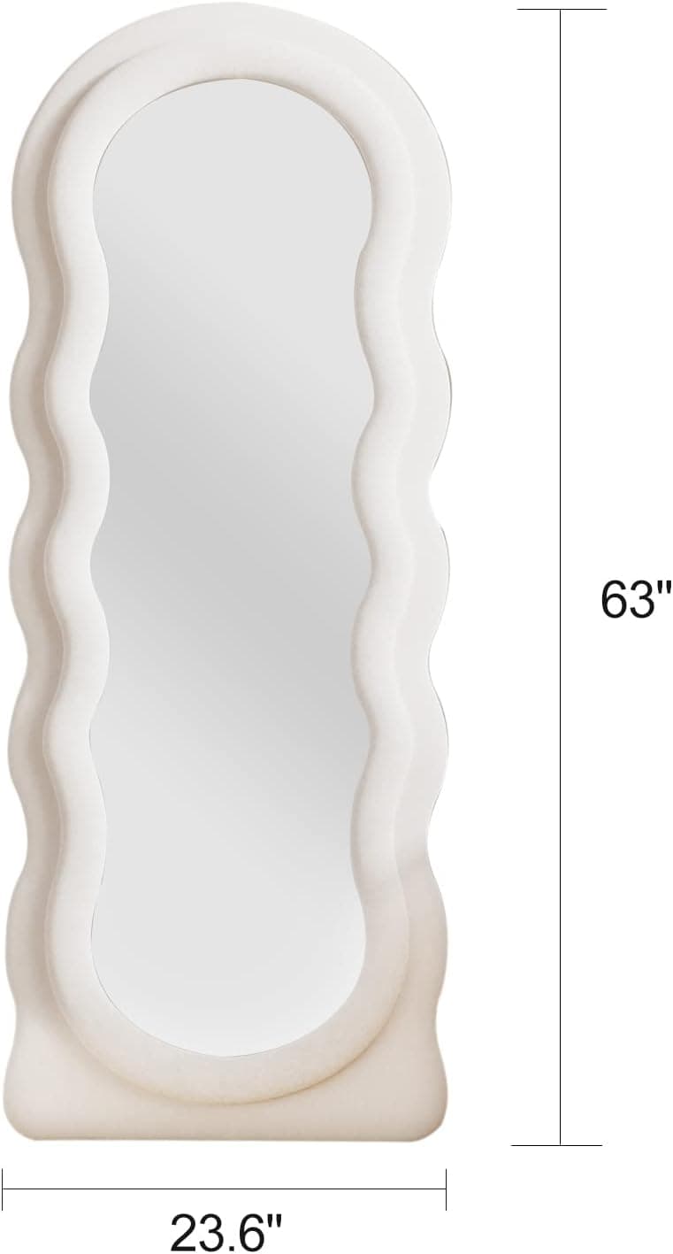 Full Length Mirror, 63"x 24" Wavy Floor Standing Mirror (White) — photo 2