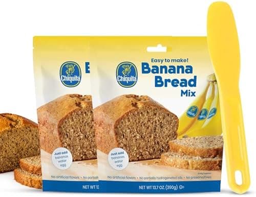 Chiquita Banana Bread Mix, 2 Pack (13.7oz each) w/Spatula for Easy Mixing