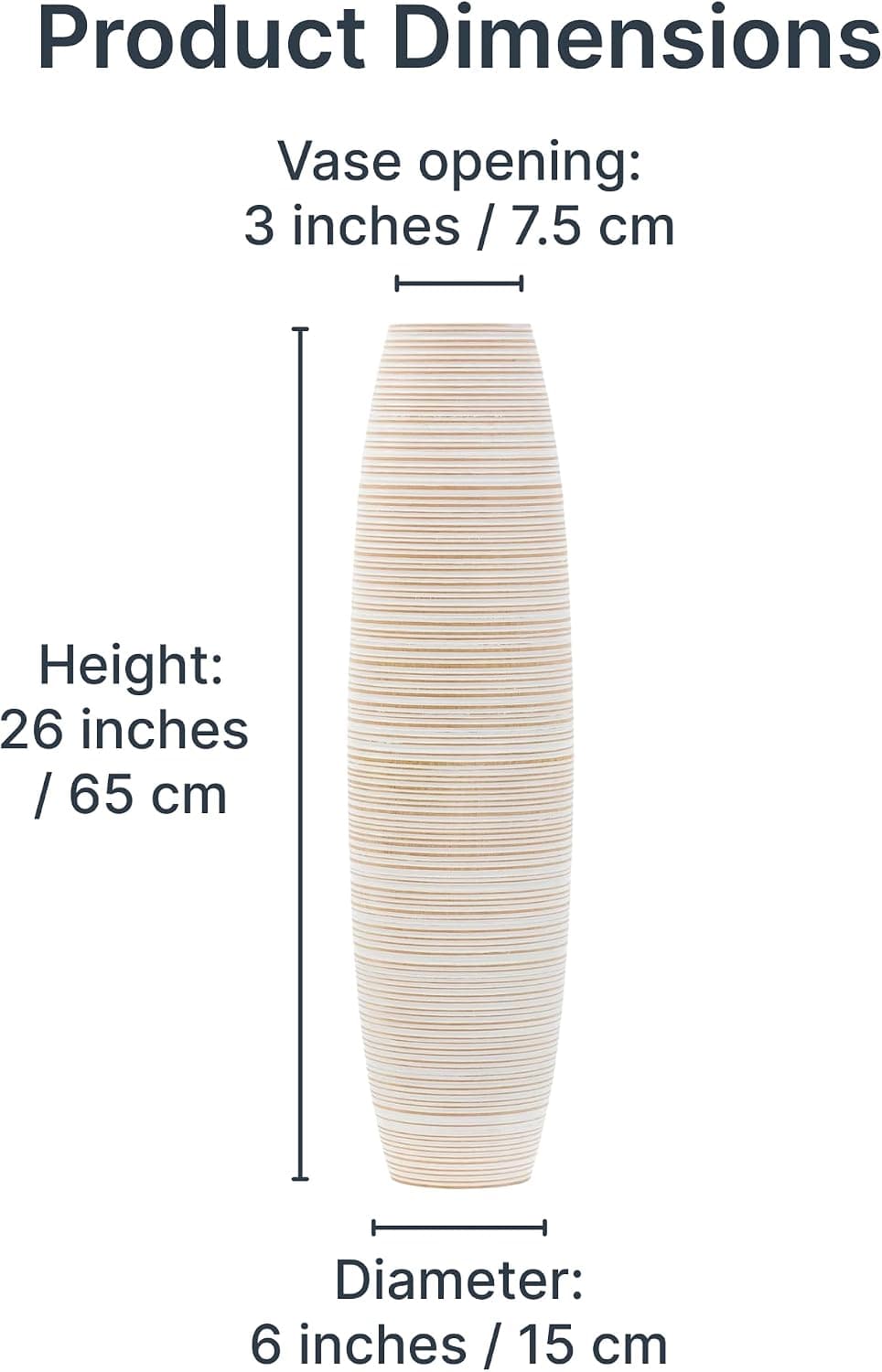 Leewadee Large Floor Vase 26" Mango Wood for Pampas Grass, Dried Flowers — photo 5