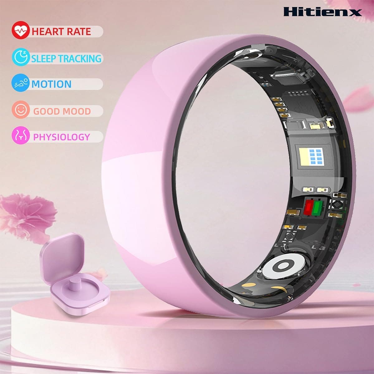 Ceramic Smart Ring 4 for Women, Sleep & Fitness Tracker (Pink, 9) — photo 2