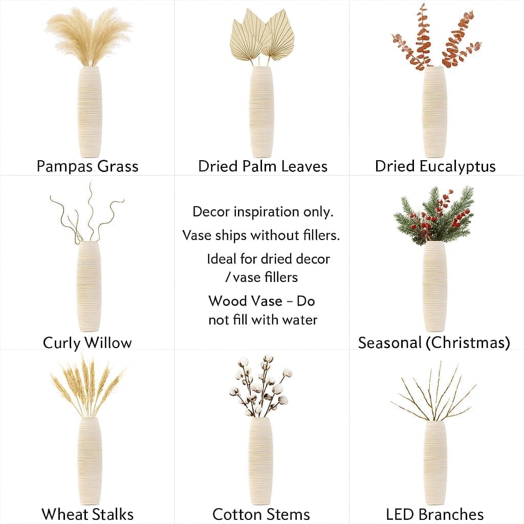 Leewadee Large Floor Vase 26" Mango Wood for Pampas Grass, Dried Flowers — photo 6