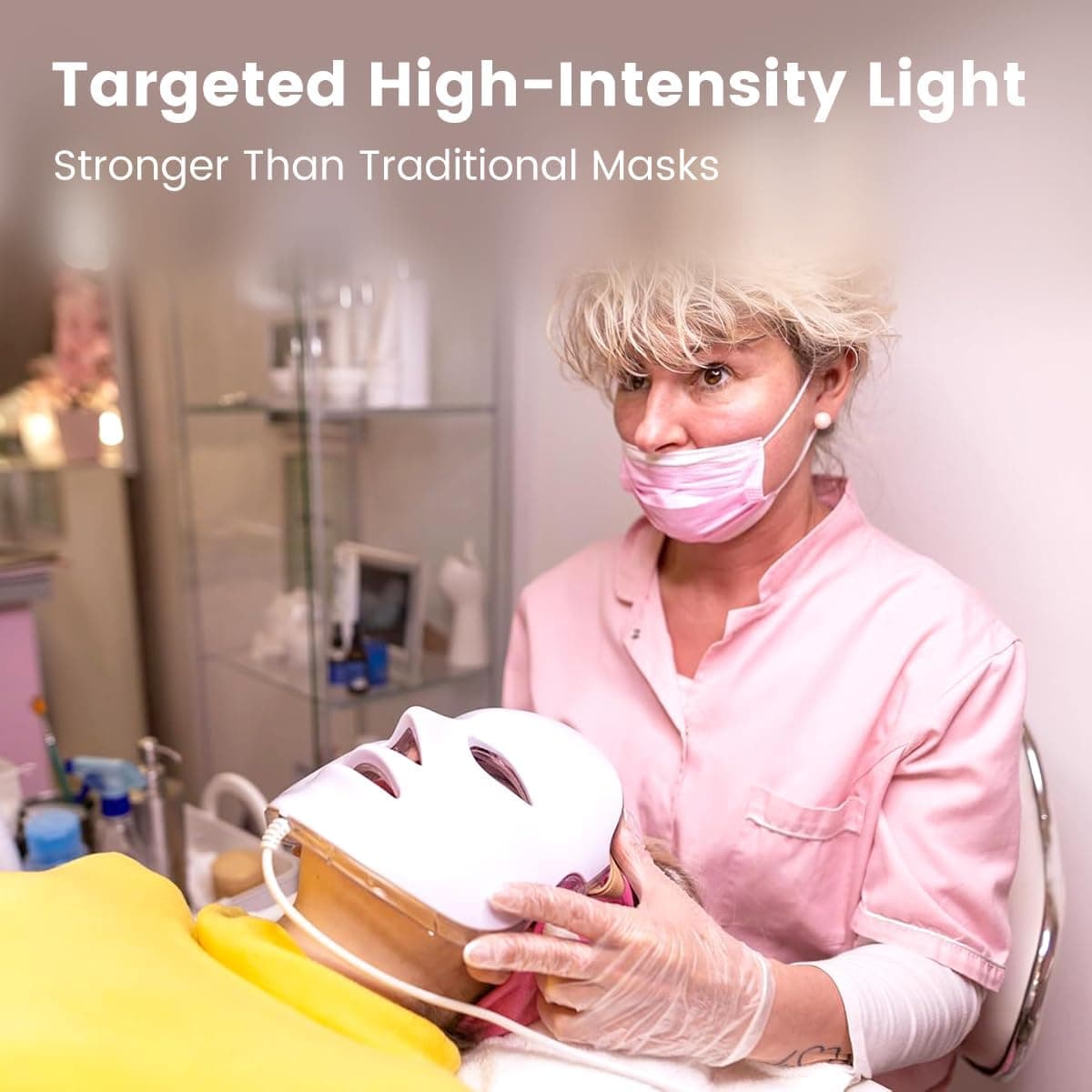 Aphrona FDA cleared LED Facial Mask MOONLIGHT PRO 7 Color Treatment Photon Mask, Red light Blue light for Acne Removal Wrinkle Reduction, led light therapy for face, 450 Powerful LED Chips (White) — photo 6