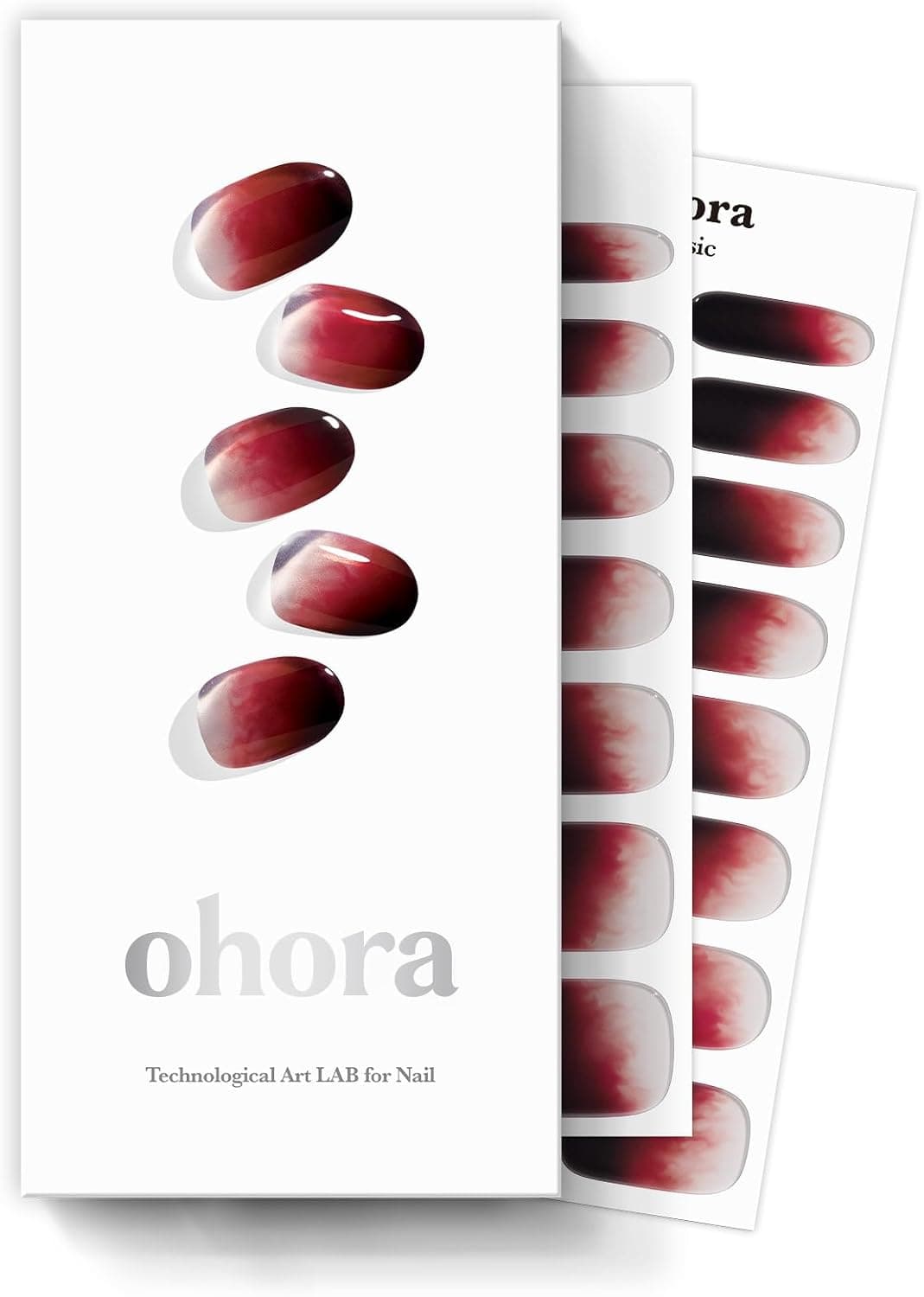ohora Semi Cured Gel Nail Strips (N Blood Drop) - Red, Ombre, Works with Any UV/LED Lamps, Salon-Quality, Long Lasting, Easy to Apply & Remove - Includes 2 Prep Pads, Nail File & Wooden Stick — photo 1