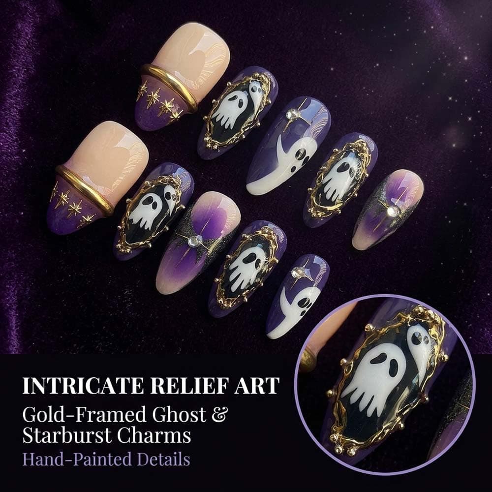 Purple 2026 Halloween Press on Nails Handmade M Size 10 Pcs D24 — photo 5