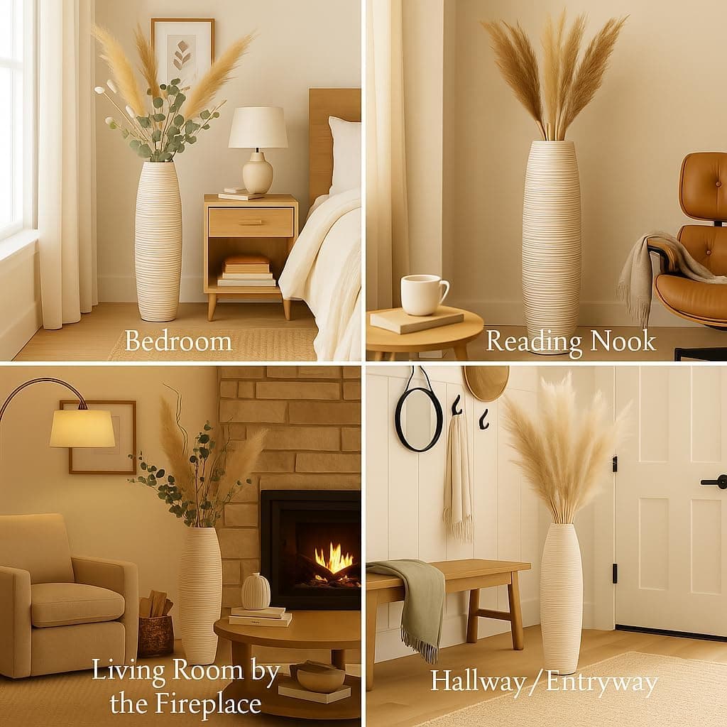 Leewadee Large Floor Vase 26" Mango Wood for Pampas Grass, Dried Flowers — photo 4