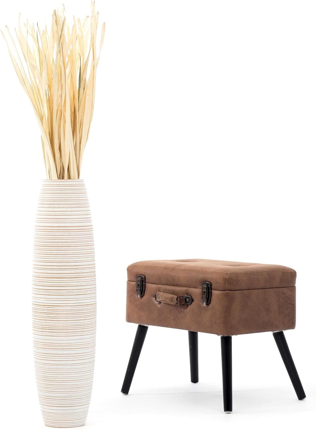 Leewadee Large Floor Vase 26" Mango Wood for Pampas Grass, Dried Flowers — photo 7