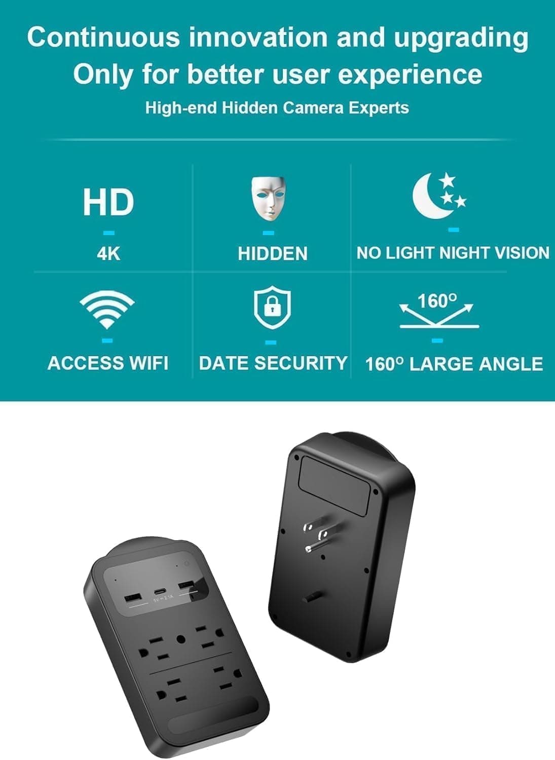 TOQI 2026 Upgraded 4K WiFi Hidden Outlet Camera, Wireless Nanny Cam — photo 2