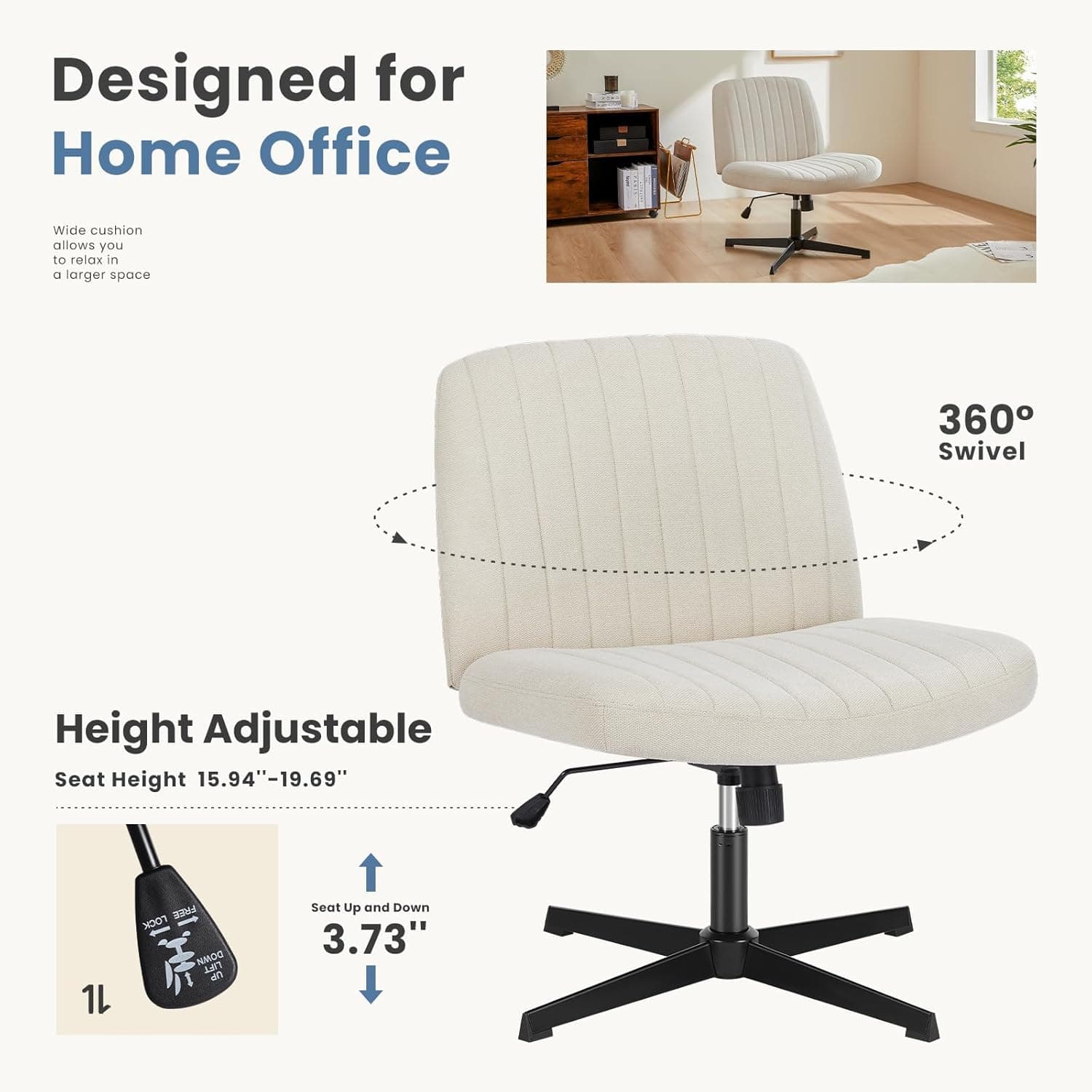 DUMOS Criss Cross Chair, Cross Legged Vanity Chair, Home Office — photo 5