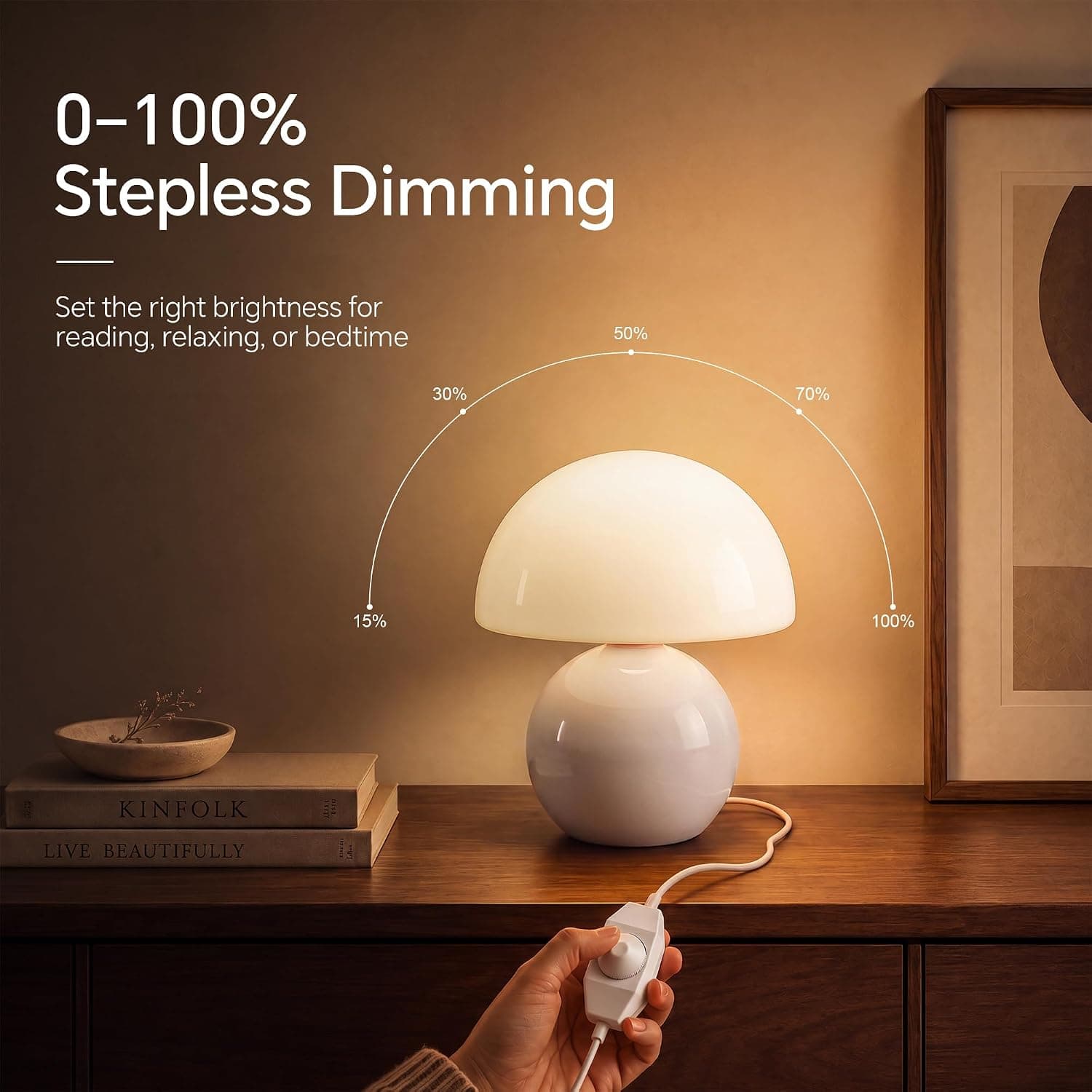 Dawnwake Mushroom Lamp Table Lamps Set of 2 for Bedroom Living Room,White — photo 9