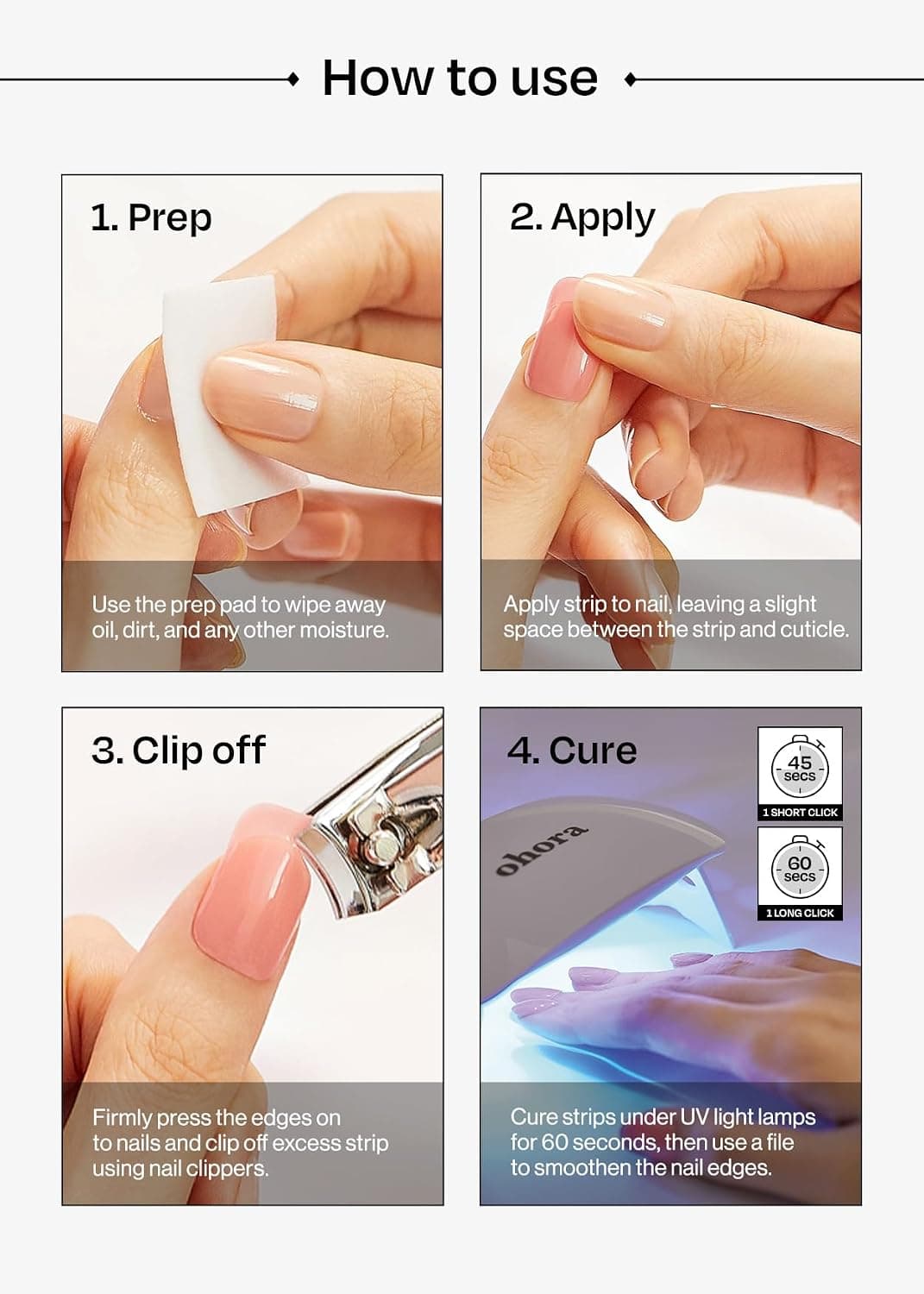 ohora Semi Cured Gel Nail Strips (N Blood Drop) - Red, Ombre, Works with Any UV/LED Lamps, Salon-Quality, Long Lasting, Easy to Apply & Remove - Includes 2 Prep Pads, Nail File & Wooden Stick — photo 7
