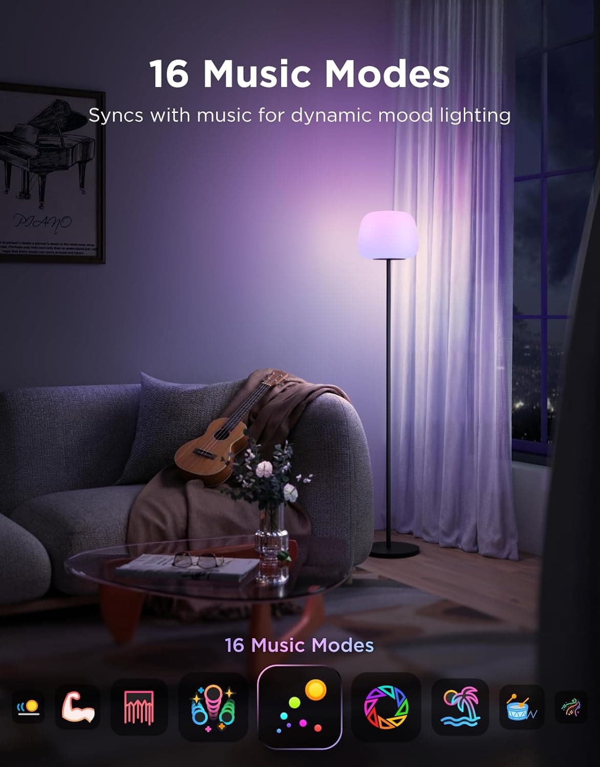 Govee Lantern Floor Lamp, Halo Gradient RGBIC Smart Corner Lamp for Bedroom — photo 8