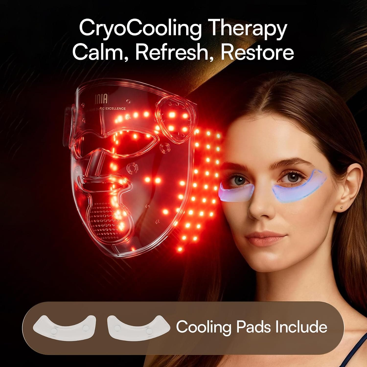 INIA GLOW 4D Wireless Red Light Therapy Mask for Face, Dual NIR, 320 LEDs — photo 8