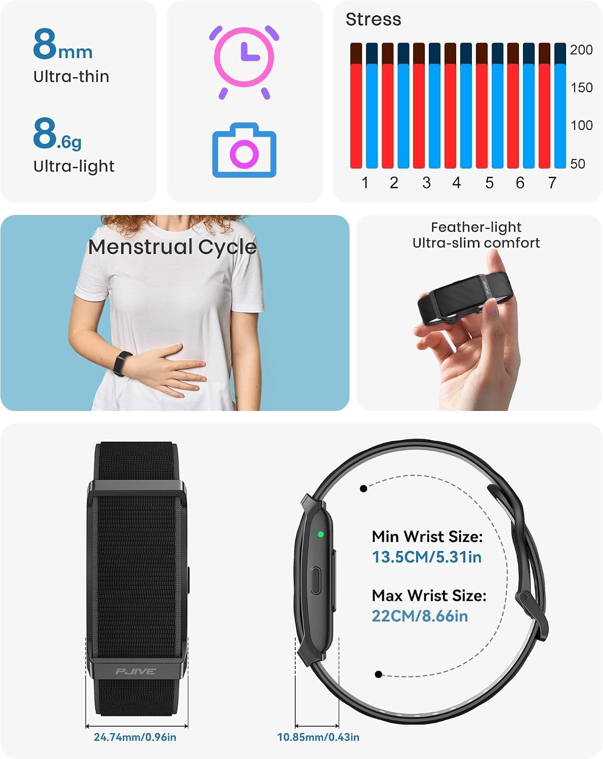 Smart Bracelet, Health Fitness & Activity Tracker with All-Day Continuous Heart Rate/Blood Pressure Monitor, Sleep Tracker, 170+ Sport Modes, 60 Day Battery & Free App, IP68 Smart Band for Android IOS — photo 7