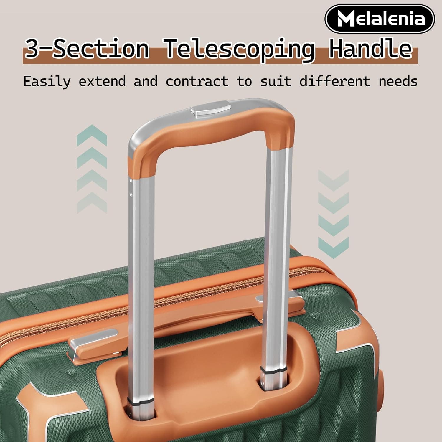 MelaleniaLuggage Sets 7 Piece Hard Shell Carry on Suitcase with Spinner Wheels and TSA Lock, Lightweight Travel Duffel Bag for Women, Men, Green Brown — photo 3