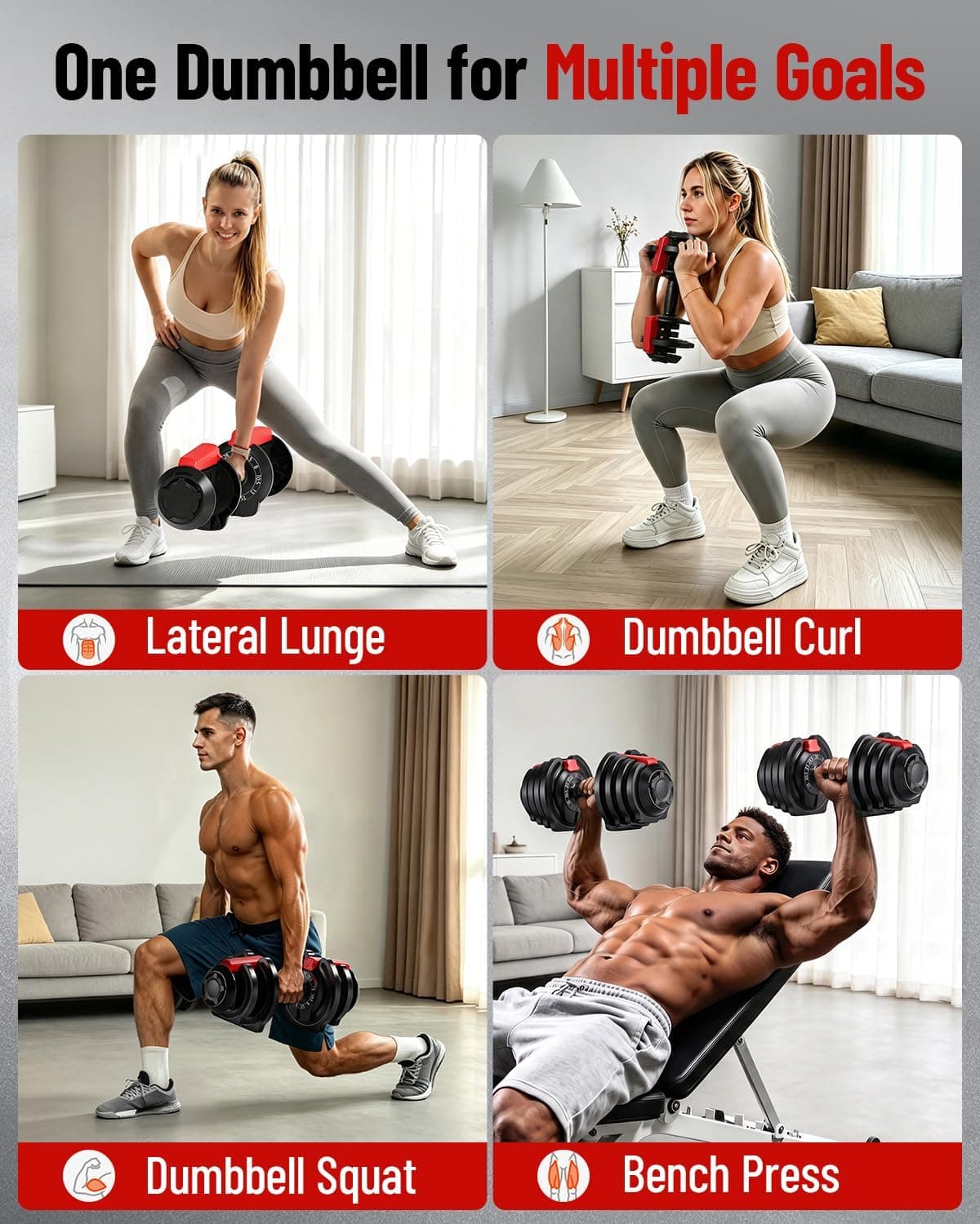 28/40/50/90 lbs Adjustable Dumbbell Set, Adjustable Dumbbells — photo 4