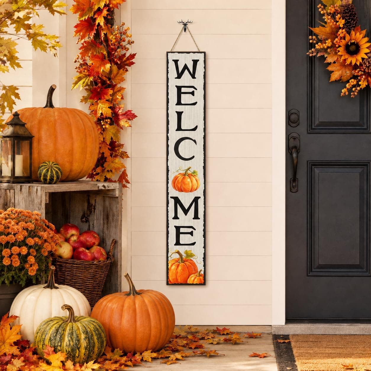 Fall Porch Sign 47 x 7.8 inch Wooden Pumpkin Welcome Sign Season Decor — photo 5