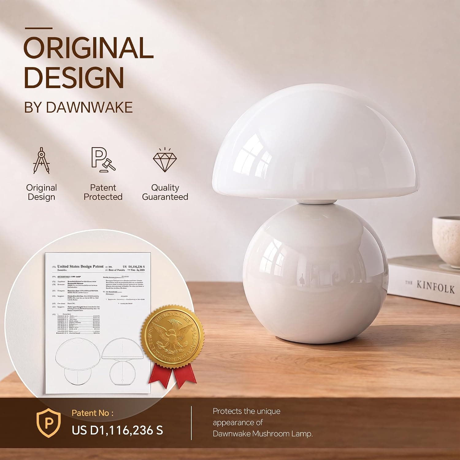 Dawnwake Mushroom Lamp Table Lamps Set of 2 for Bedroom Living Room,White — photo 5