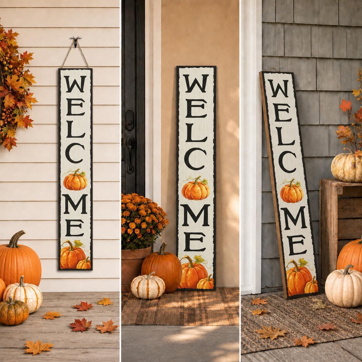 Fall Porch Sign 47 x 7.8 inch Wooden Pumpkin Welcome Sign Season Decor — photo 7
