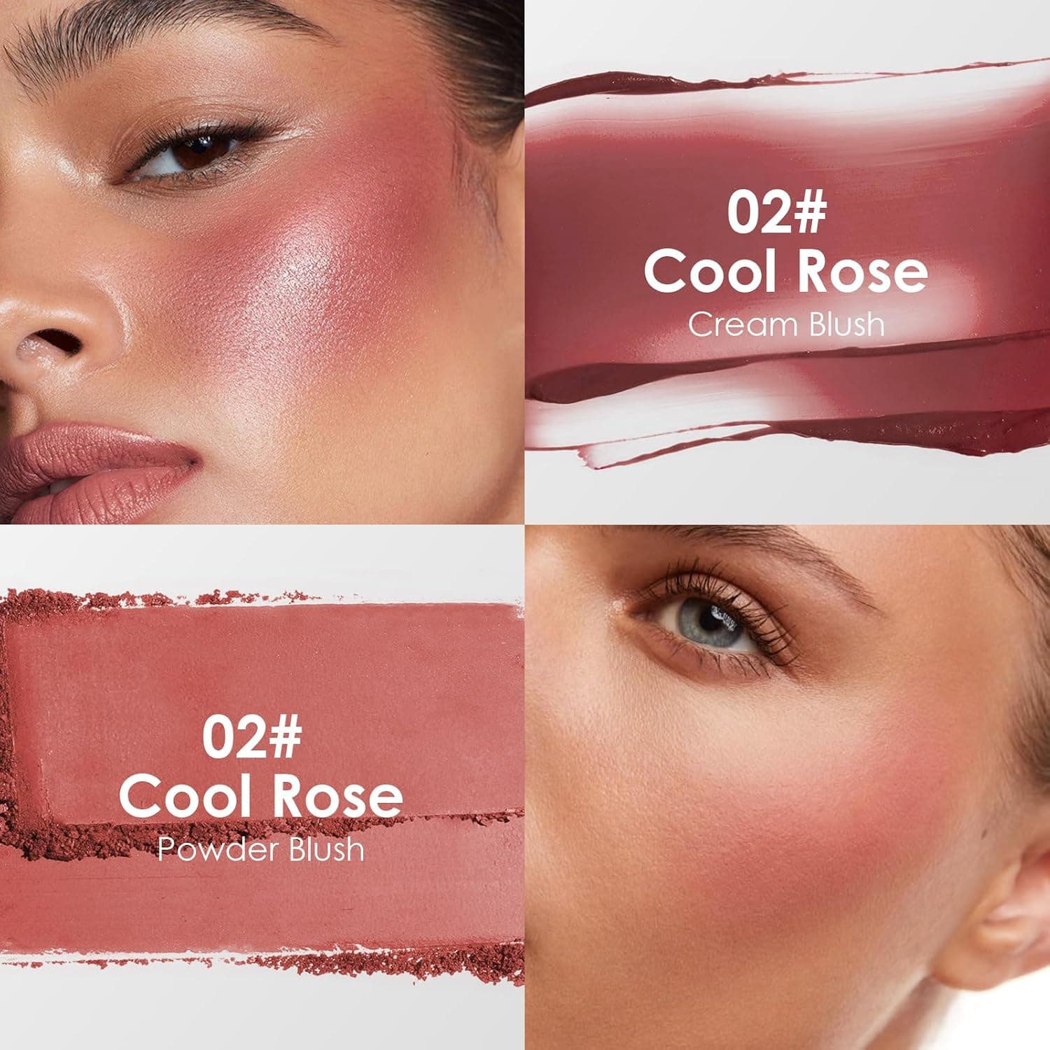 2 in 1 Plum Cream and Powder Blush Palette Duo(02 Cool Rose) — photo 4