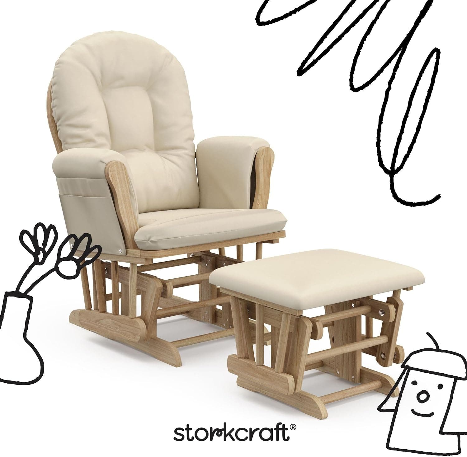 Storkcraft Premium Hoop Glider & Ottoman, Natural/Beige — photo 3