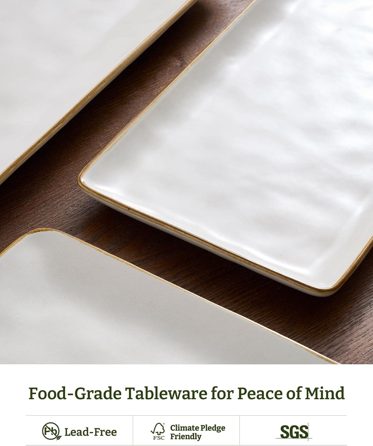 Famiware Serving Platters Set of 3 Sizes - Rectangular, Matte White — photo 5