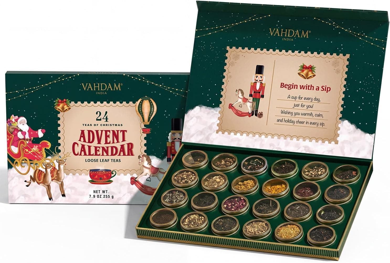 VAHDAM Advent Calendar 2026 | 24 Unique Loose Leaf Teas in Premium Caddies