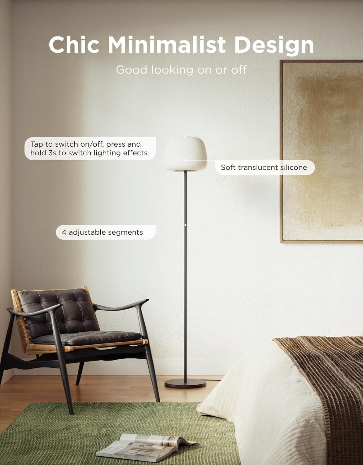 Govee Lantern Floor Lamp, Halo Gradient RGBIC Smart Corner Lamp for Bedroom — photo 3