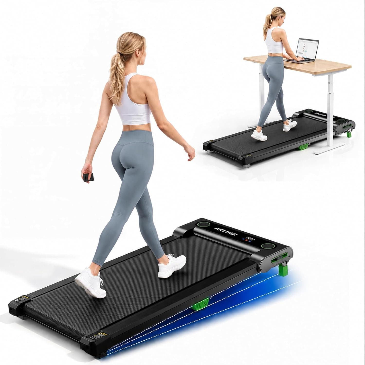 AKLUER Walking Pad with Incline - Under Desk Treadmill Small, 2.5HP Power