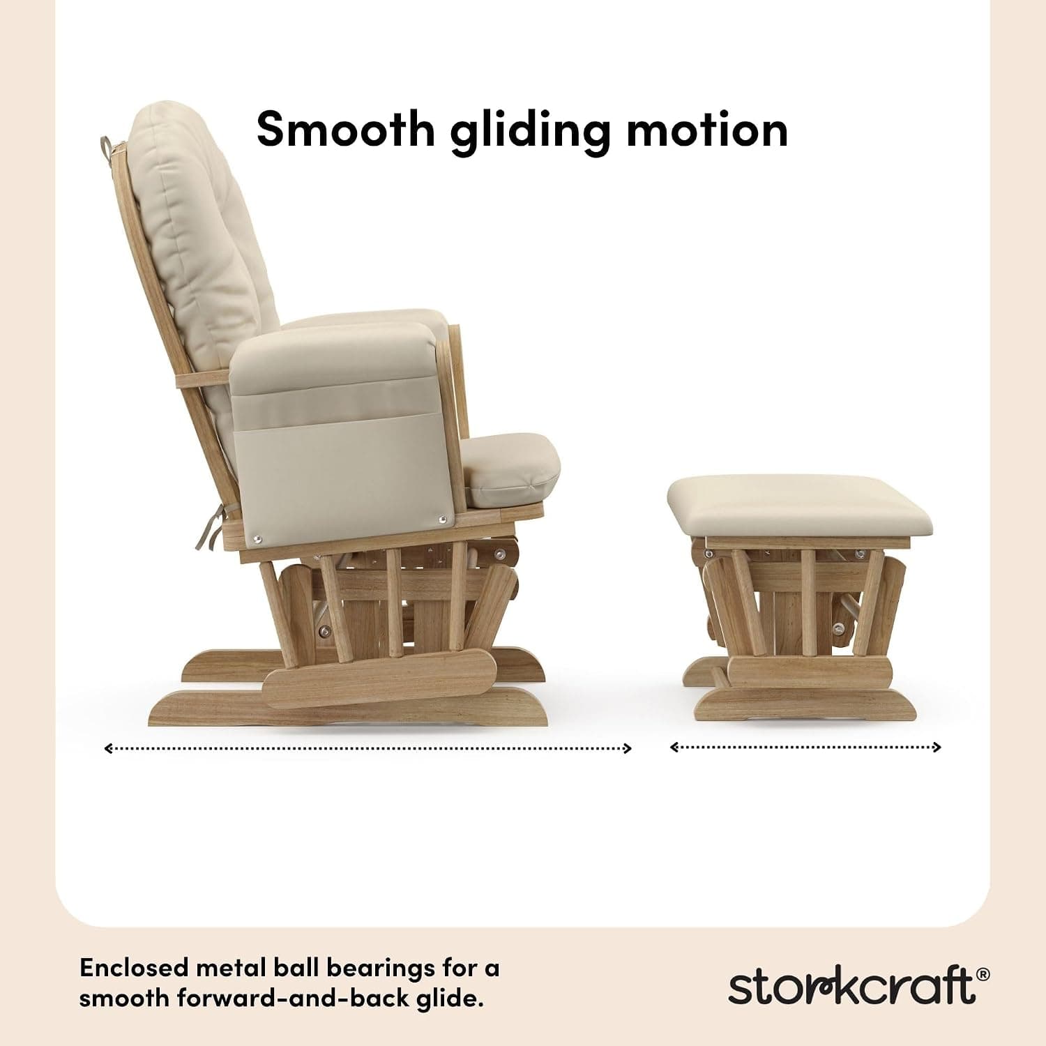 Storkcraft Premium Hoop Glider & Ottoman, Natural/Beige — photo 5