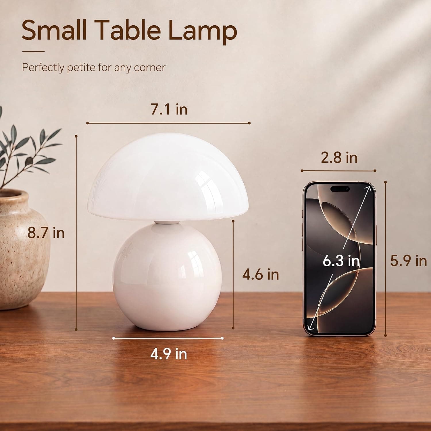 Dawnwake Mushroom Lamp Table Lamps Set of 2 for Bedroom Living Room,White — photo 7