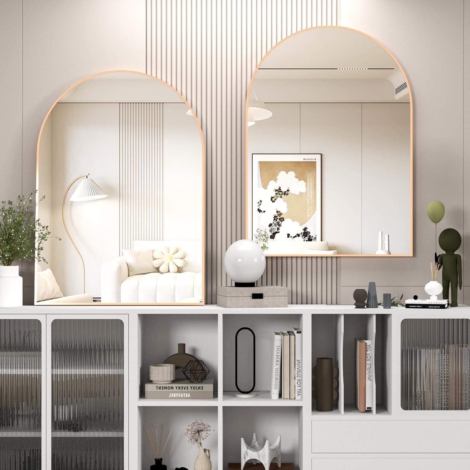Arched Wall Mirror for Bathroom, 40"x30" Arched Mirror Wall Mounted Mirror with Metal Frame, Gold Vanity Mirror Decor for Mantle, Bedroom, Entryway, Living Room — photo 5
