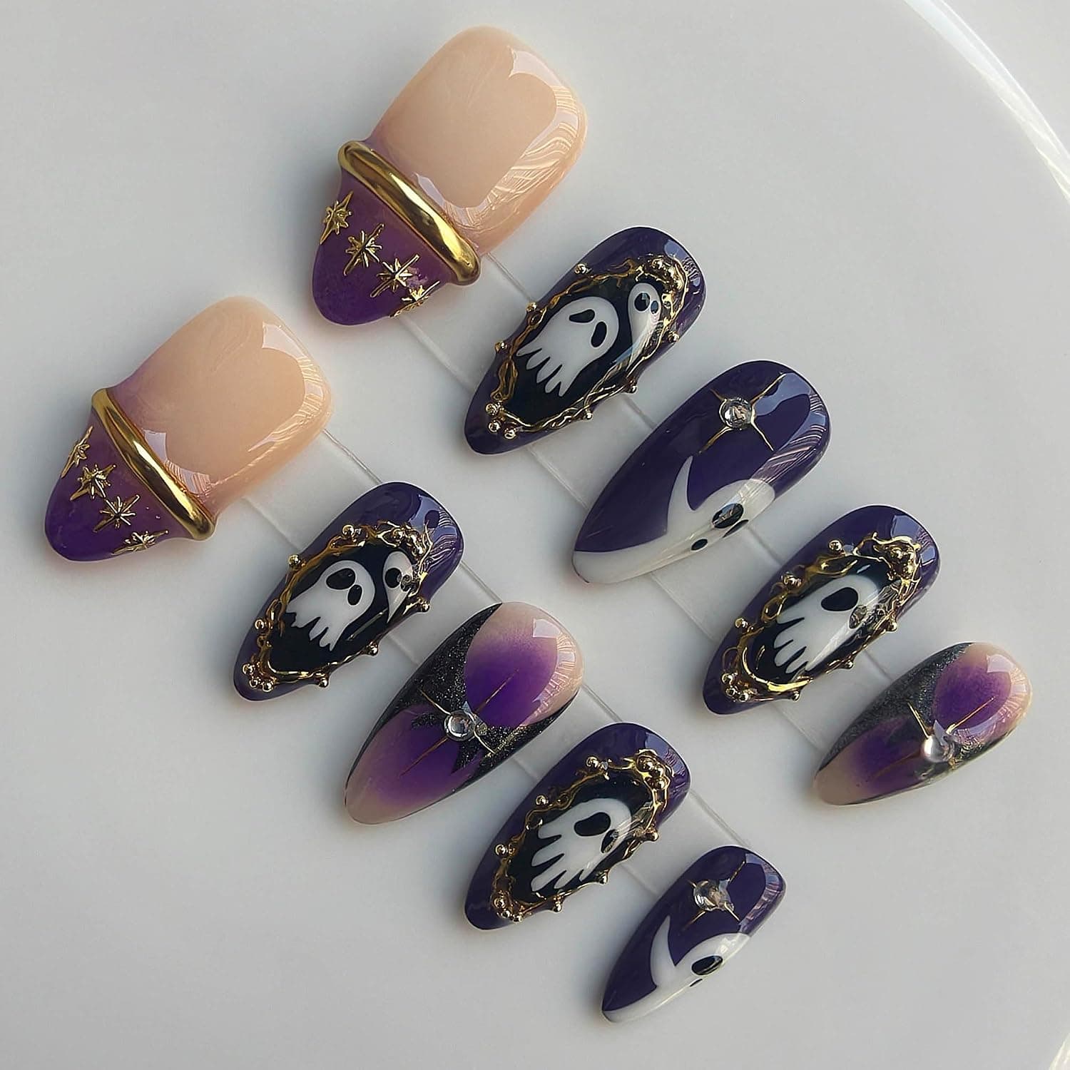 Purple 2026 Halloween Press on Nails Handmade M Size 10 Pcs D24 — photo 1