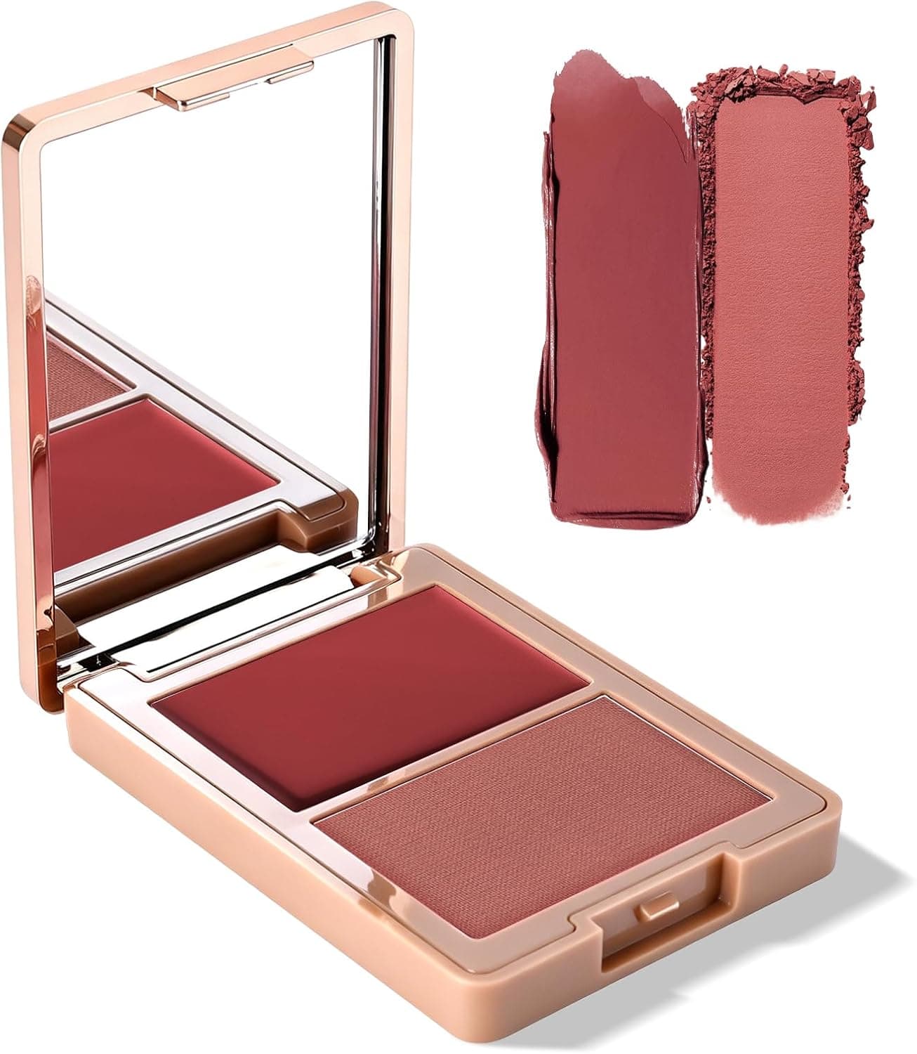2 in 1 Plum Cream and Powder Blush Palette Duo(02 Cool Rose) — photo 1