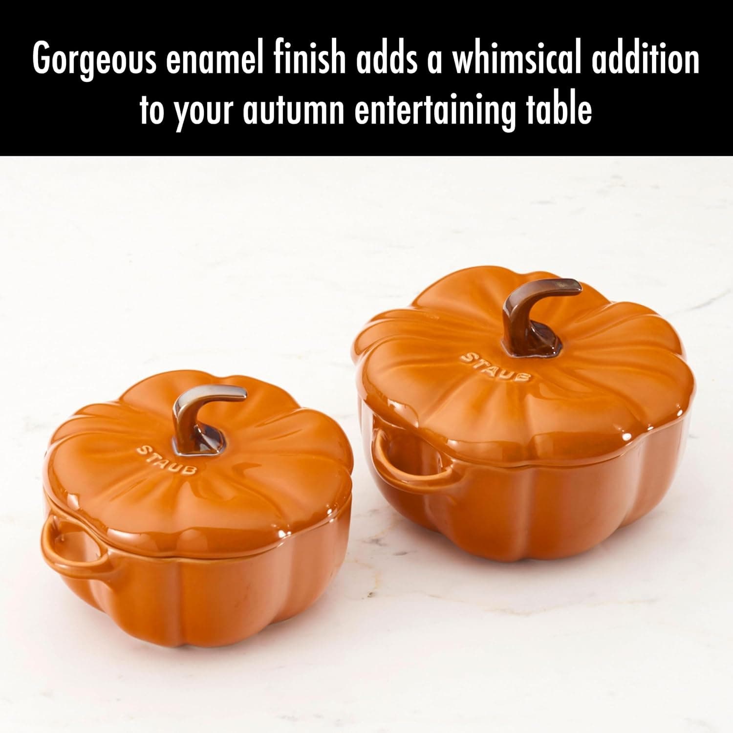 STAUB Ceramic 0.75-qt Petite Pumpkin, Oven & Stove Safe up to 572°F, Pumpkin Dish, Baking Candy Burnt Orange — photo 7
