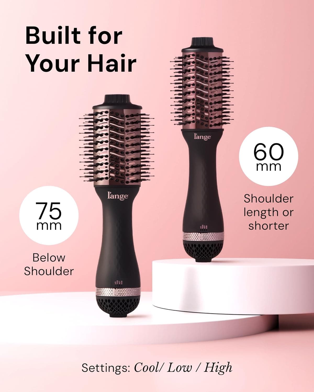 L'ANGE HAIR Le Volume 2-in-1 Titanium Blow Dryer Brush | Frizz Control Blowout Hair Dryer Brush for Drying and Styling | Volumizing Hot Air Styler for All Hairstyles | Oval Barrel | Black - 60mm — photo 6