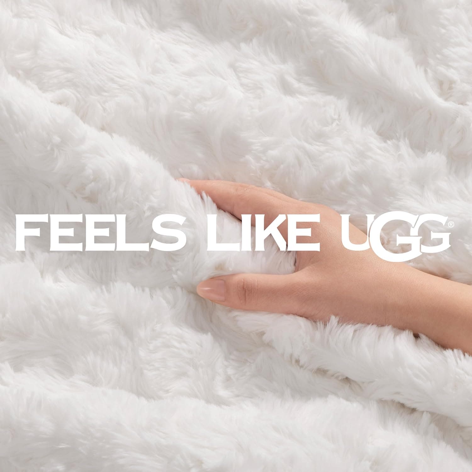 UGG Adalee Throw Blanket for Couch, Faux Fur Blanket, 50" x 70", White — photo 3