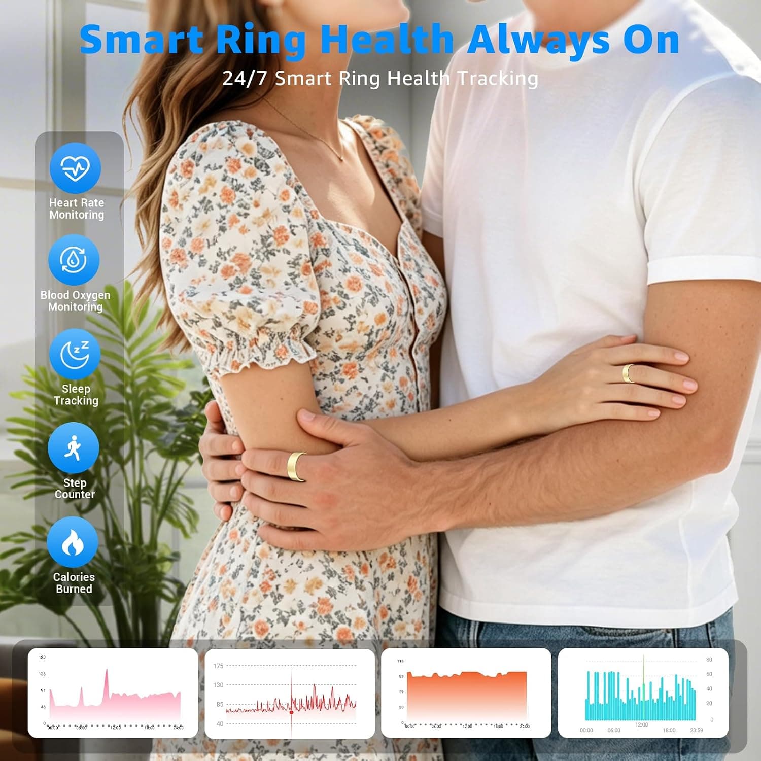 Smart Ring No Subscription, Health Tracker Ring for Women (Gold, 10#) — photo 6