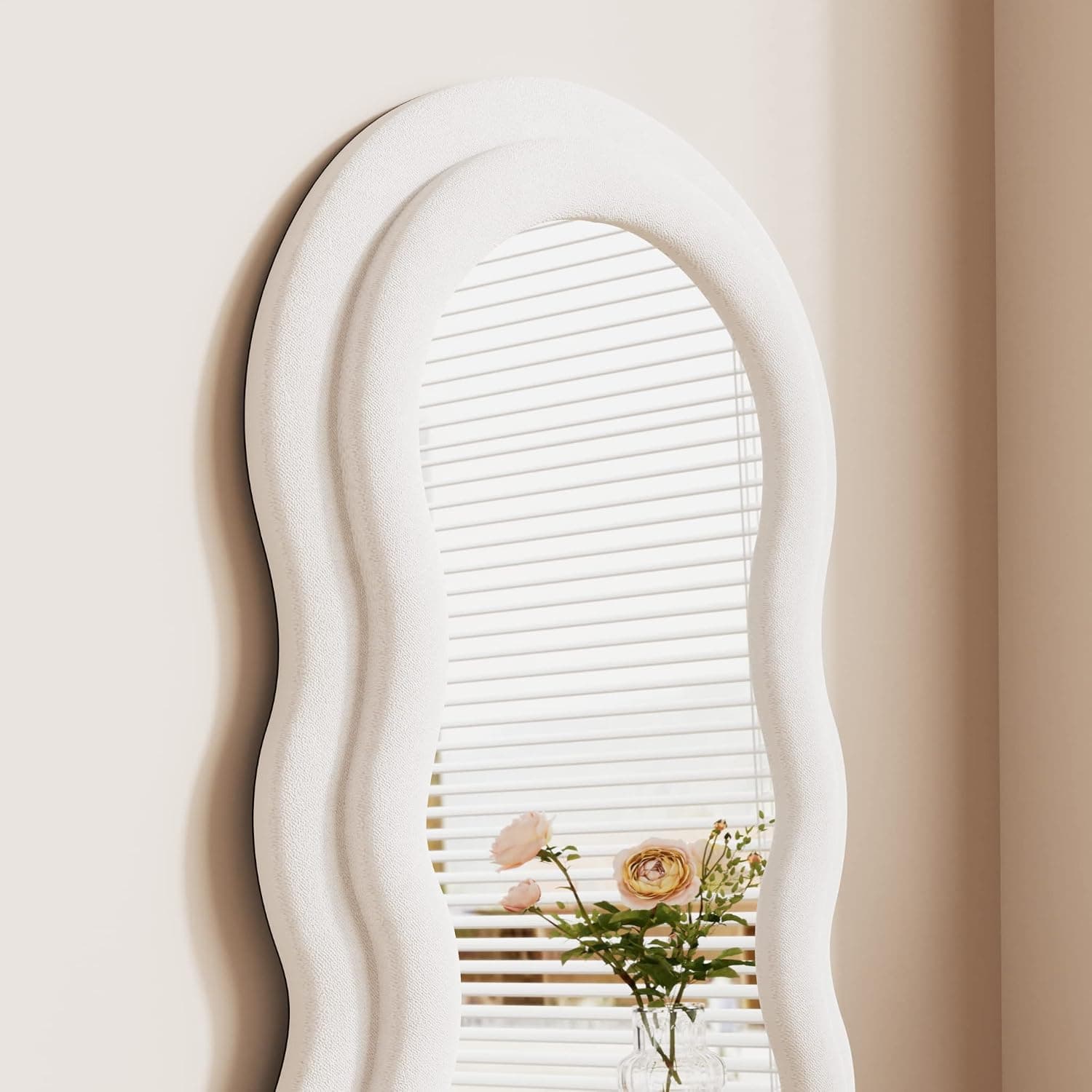 Full Length Mirror, 63"x 24" Wavy Floor Standing Mirror (White) — photo 6