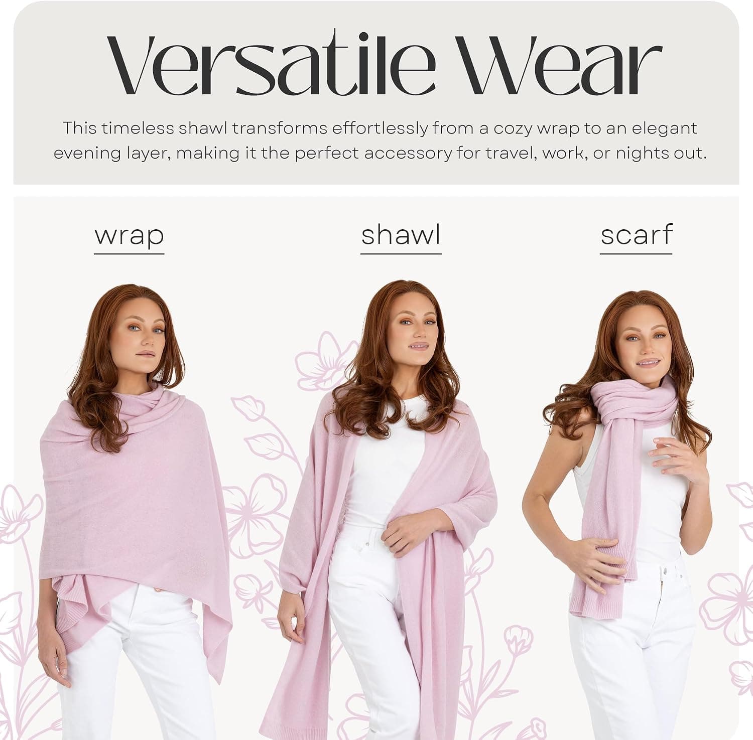 Luxury 100% Cashmere Wrap Soft Scarf Stole Knitted Shawl for Women Travel — photo 2