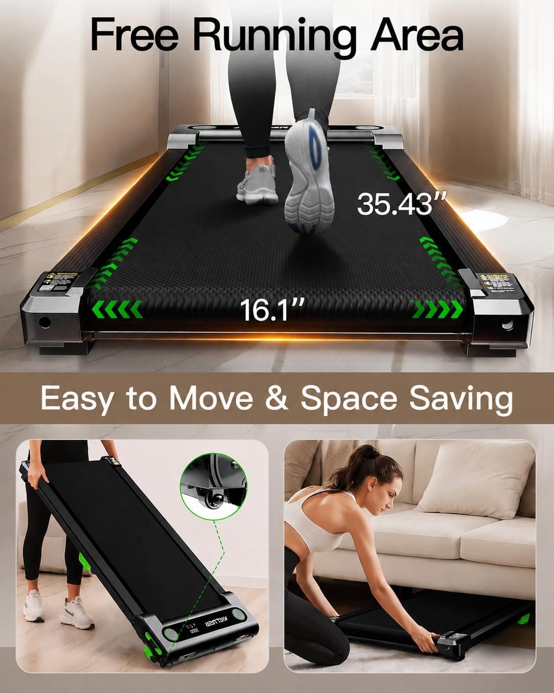 AKLUER Walking Pad with Incline - Under Desk Treadmill Small, 2.5HP Power — photo 7