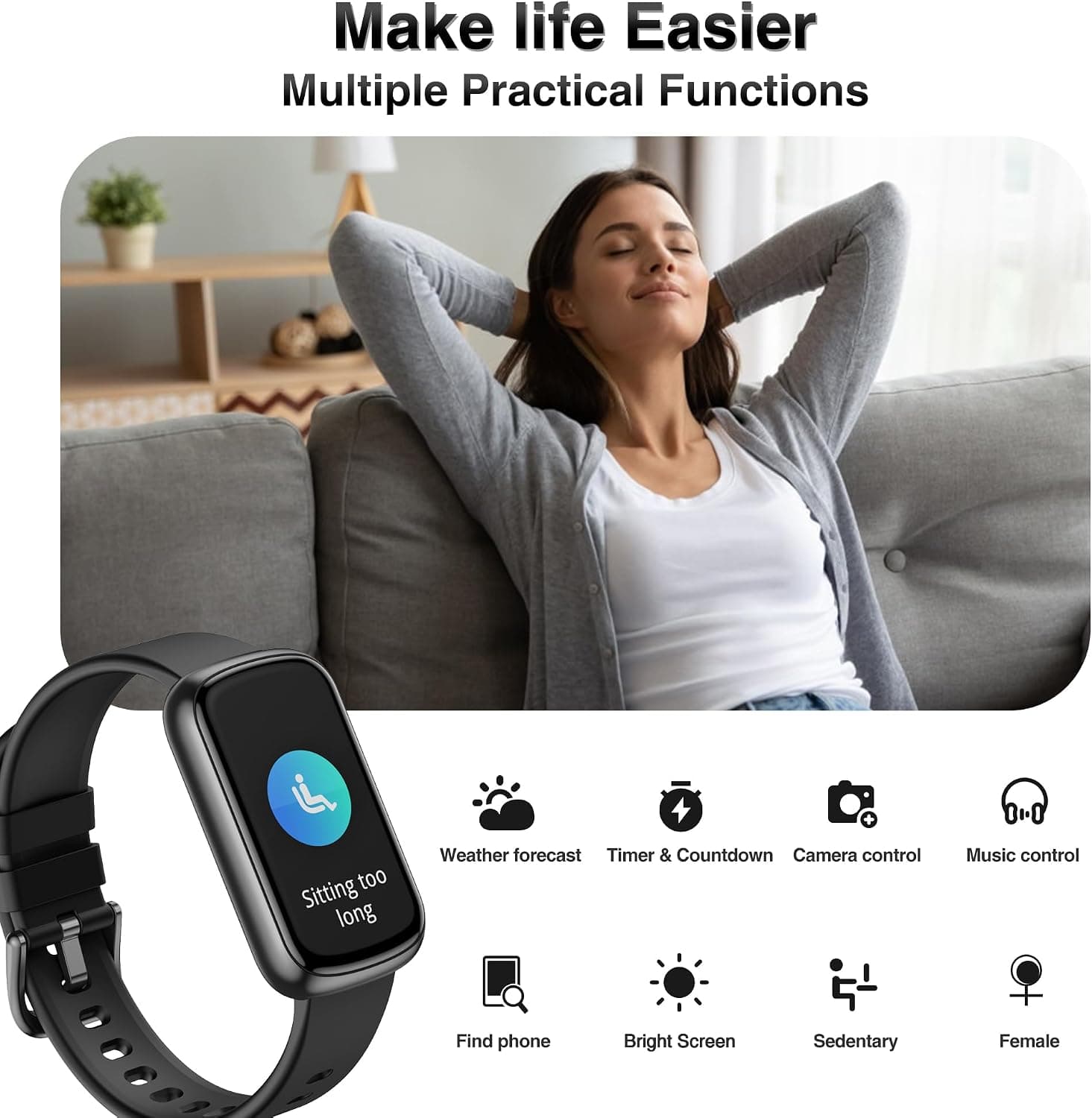Fitness Tracker, Smart Watches for Women Men with 24/7 Heart Rate/Blood Pressure/Blood Oxygen Monitor, Sleep Tracker, Calories&Step Counter, IP68 Waterproof Health Activity Trackers for Android&iPhone — photo 5
