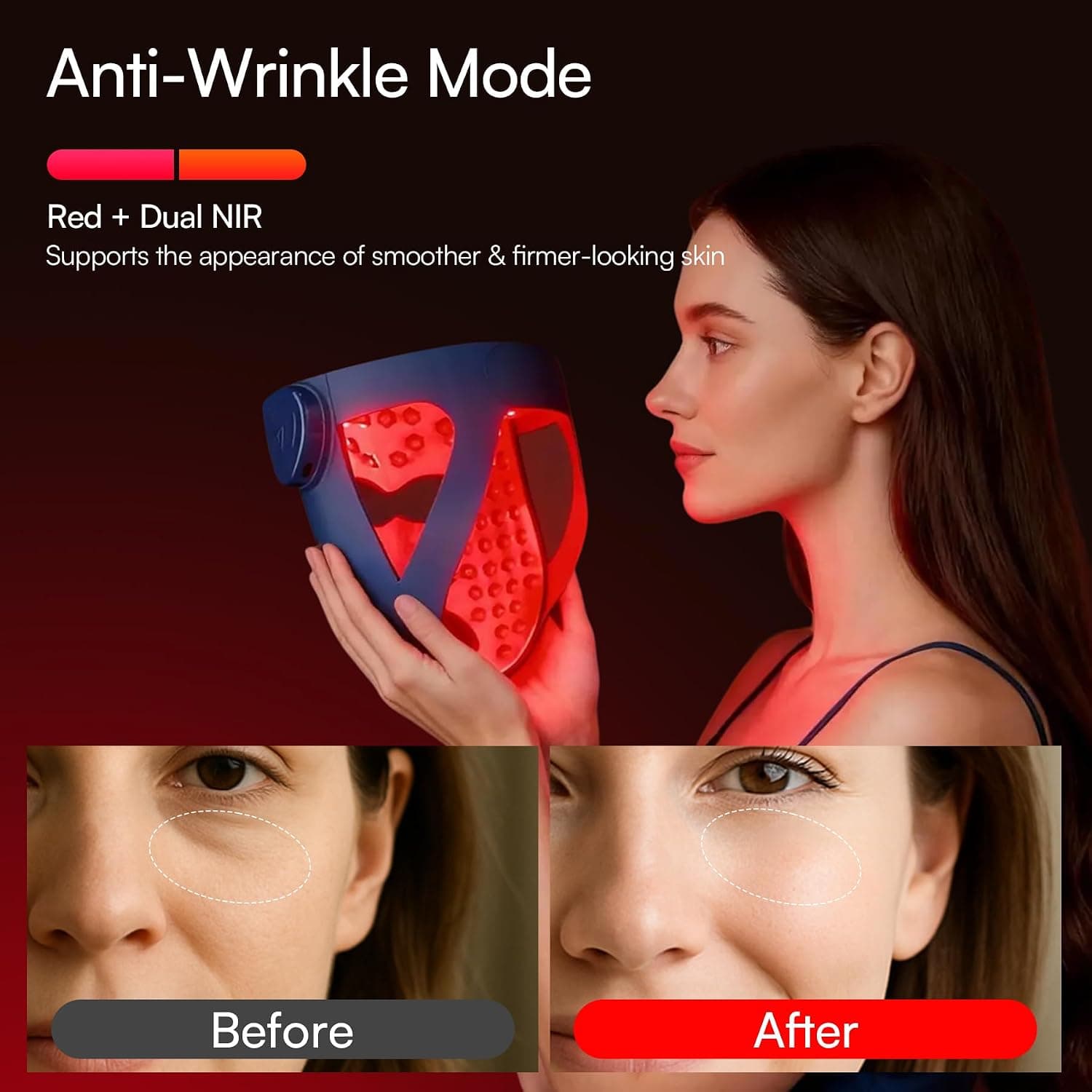 INIA GLOW 4D Wireless Red Light Therapy Mask for Face, Dual NIR, 320 LEDs — photo 4