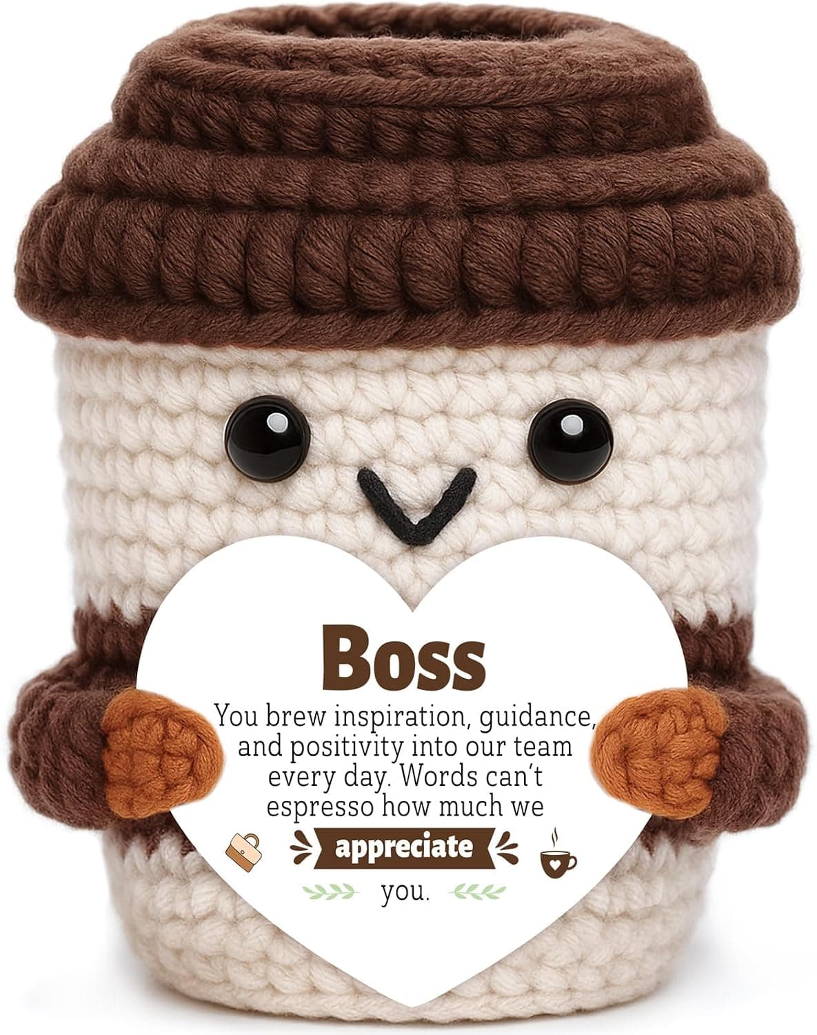 Boss Day Gifts for Men Women Leadership Mentor Positive Crochet Coffee Cup
