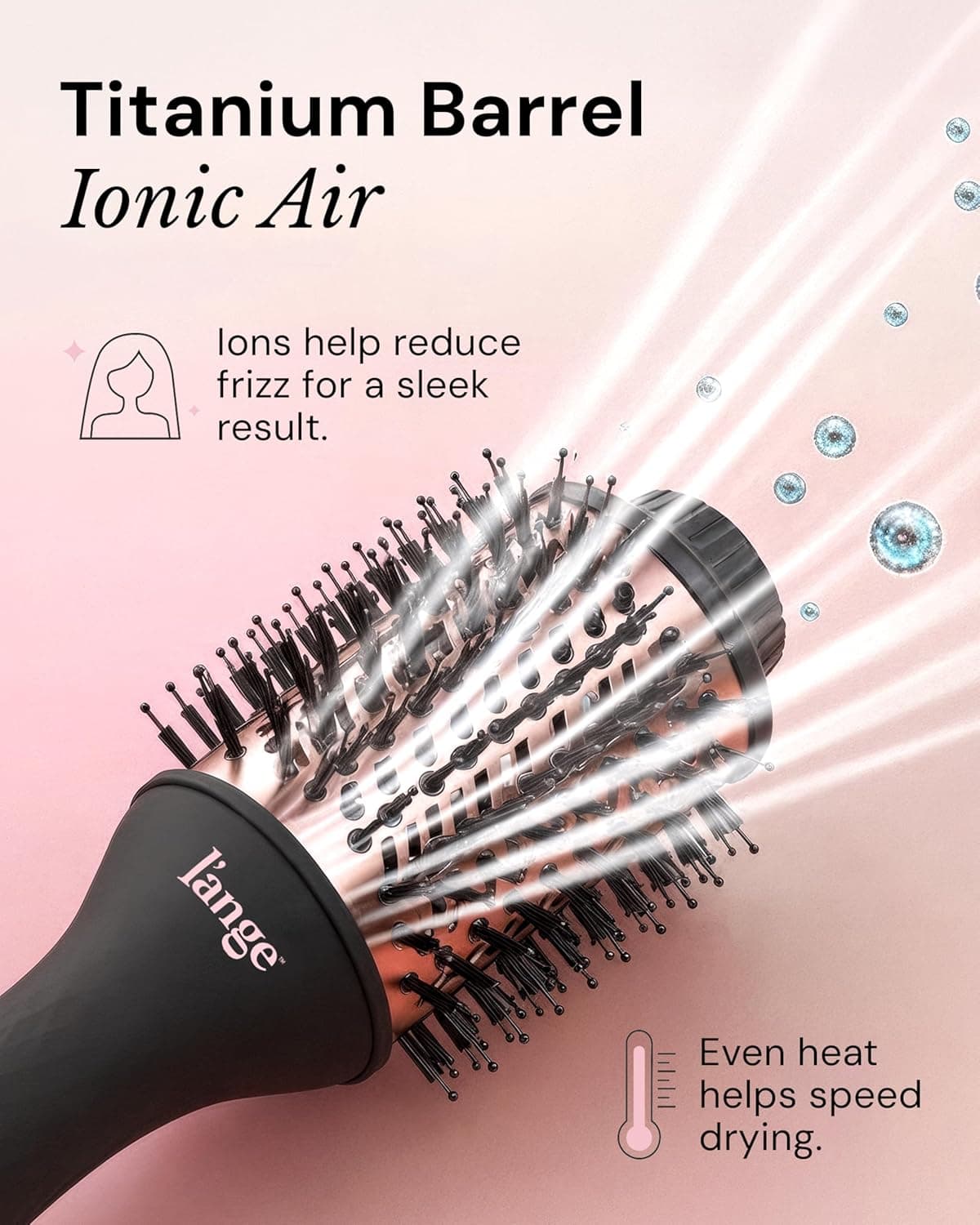 L'ANGE HAIR Le Volume 2-in-1 Titanium Blow Dryer Brush | Frizz Control Blowout Hair Dryer Brush for Drying and Styling | Volumizing Hot Air Styler for All Hairstyles | Oval Barrel | Black - 60mm — photo 5