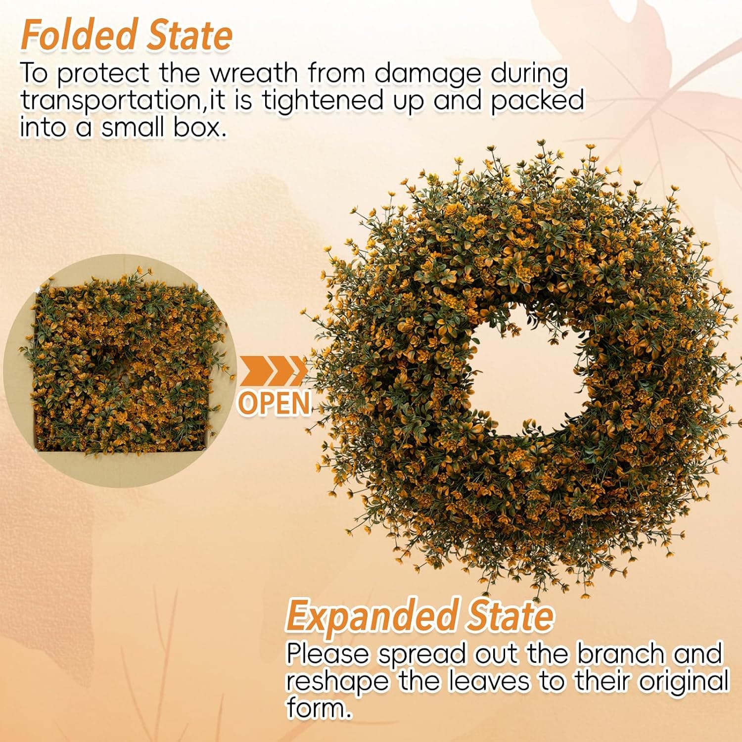 26 Inch Fall Boxwoods Wreaths for Front Door Large Wreath Home Decor — photo 7