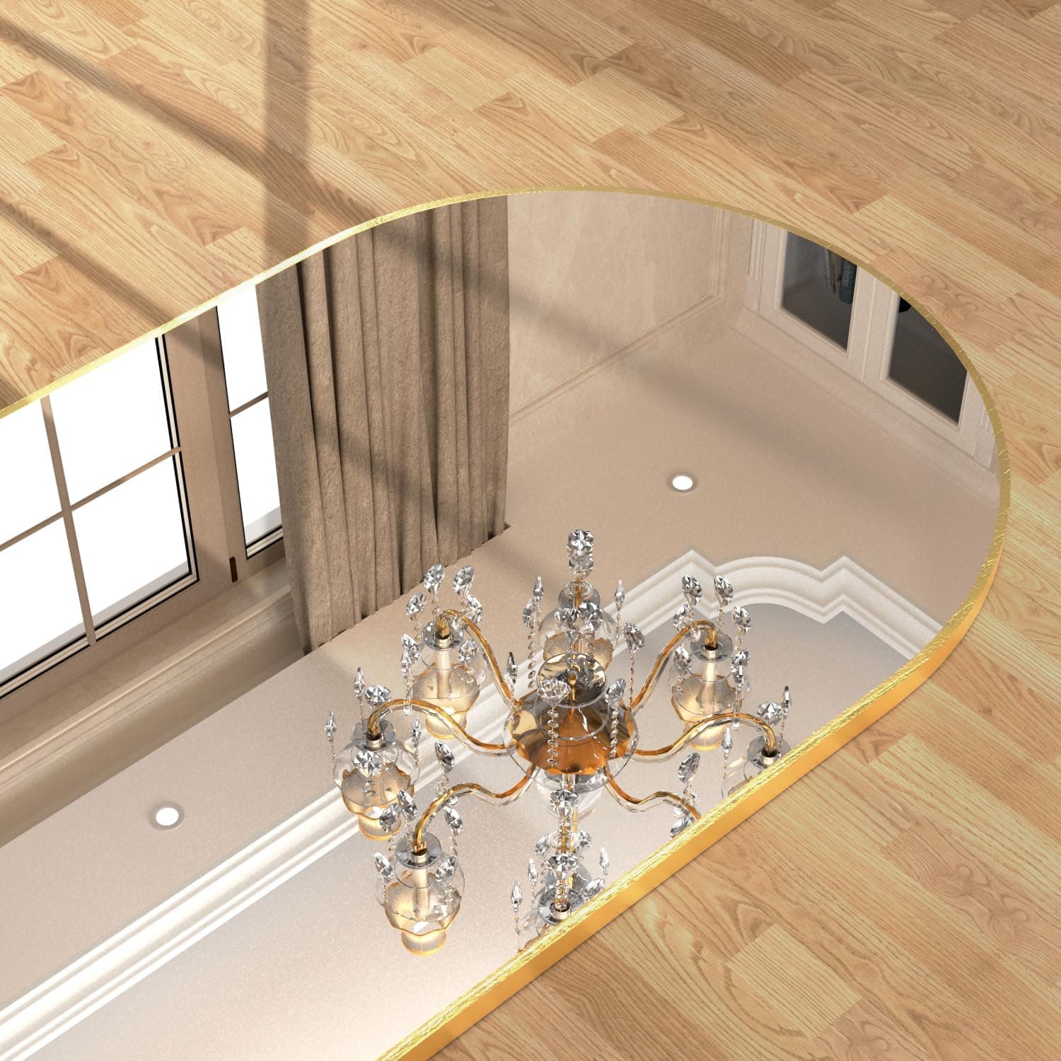 Arched Wall Mirror for Bathroom, 40"x30" Arched Mirror Wall Mounted Mirror with Metal Frame, Gold Vanity Mirror Decor for Mantle, Bedroom, Entryway, Living Room — photo 3