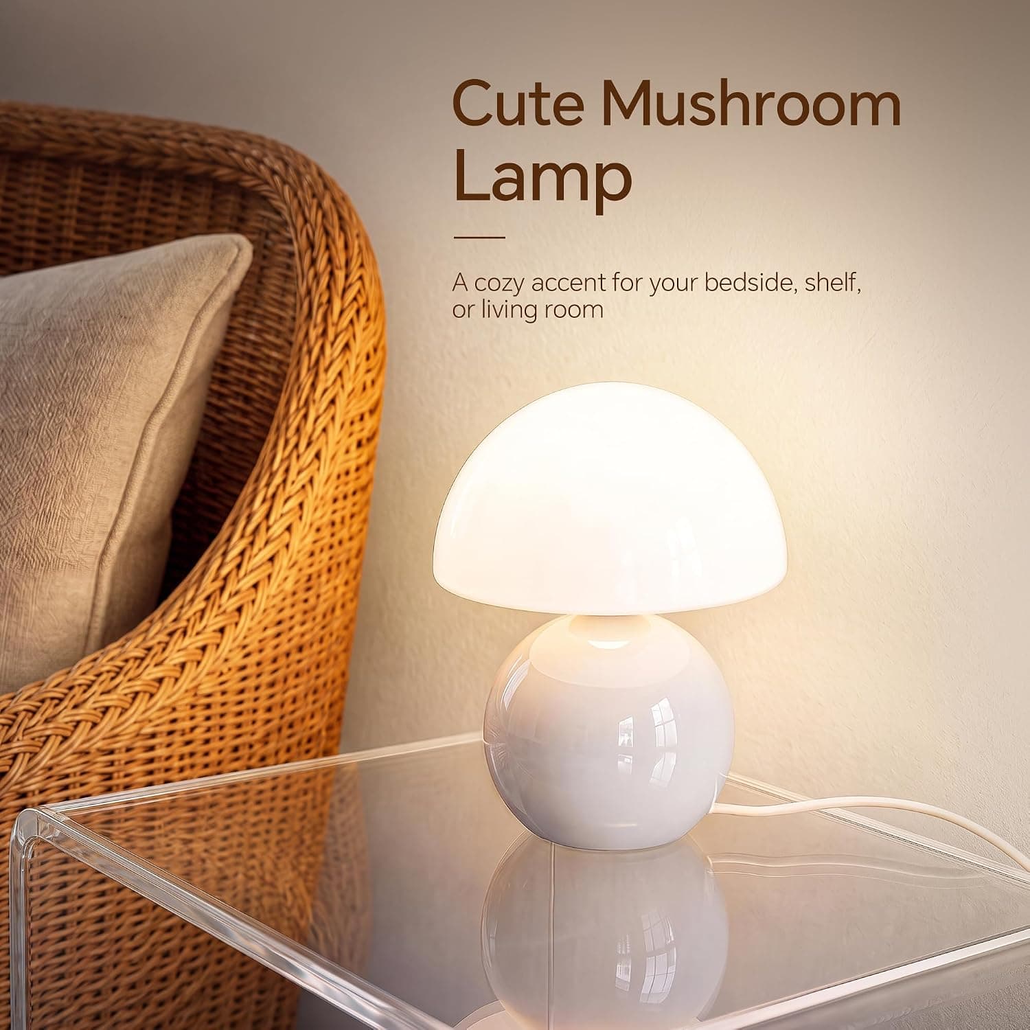 Dawnwake Mushroom Lamp Table Lamps Set of 2 for Bedroom Living Room,White — photo 2