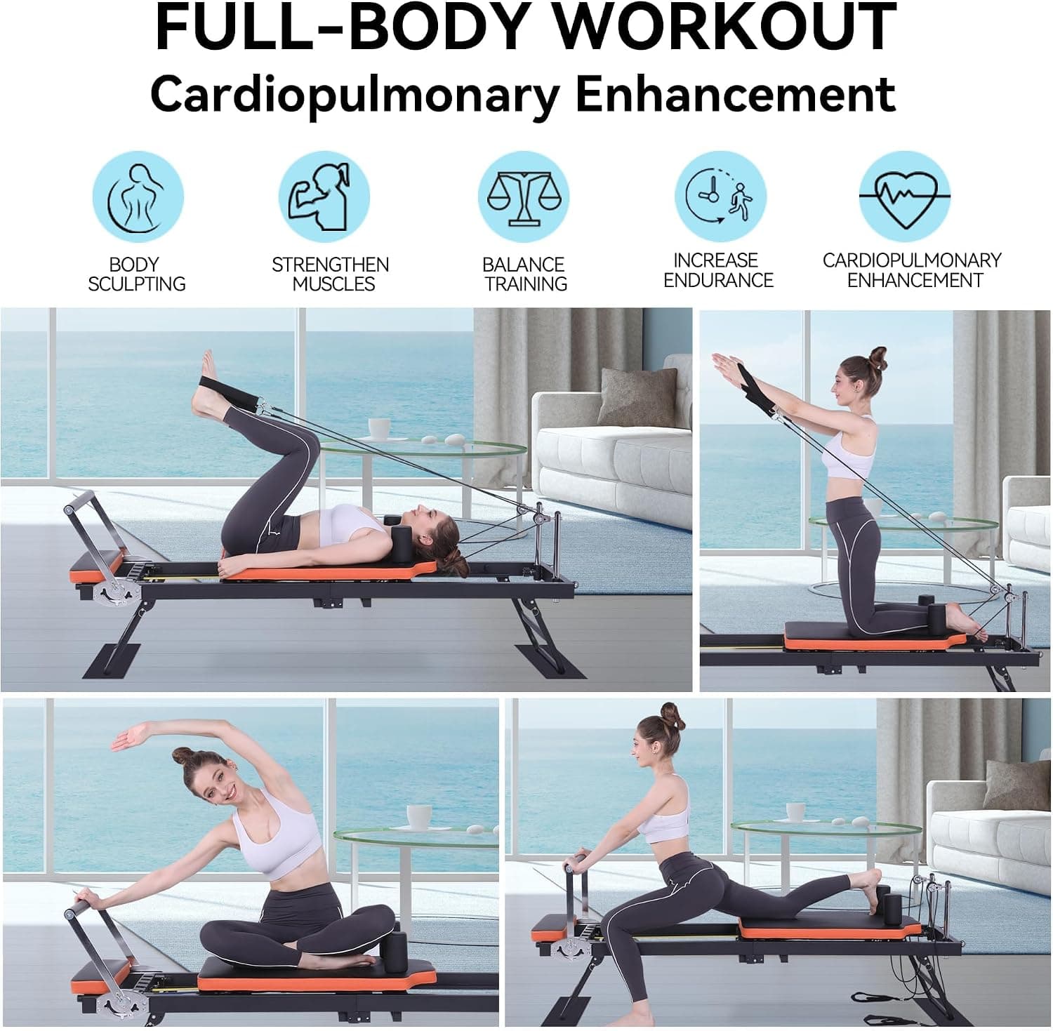 Pilates Reformer,Dpiolrcag Foldable Pilates Machine & Equipment for Home Use and Gym Workout, Suitable for Advanced and Beginners Users, Up to 250 lbs Weight Capacity — photo 2