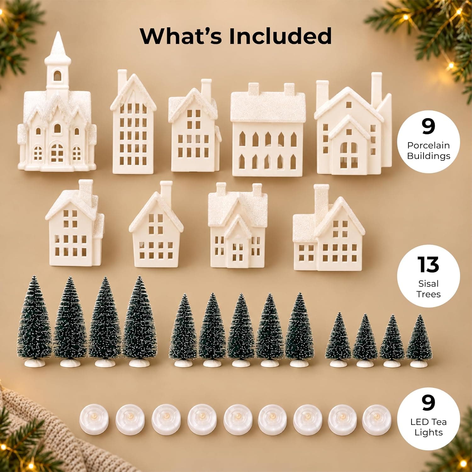 Mark Feldstein Winter Village LED Porcelain Christmas Set, 31 Pc — photo 3