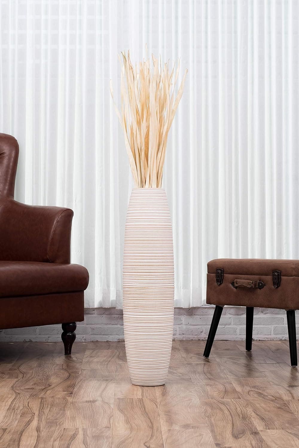 Leewadee Large Floor Vase 26" Mango Wood for Pampas Grass, Dried Flowers — photo 8